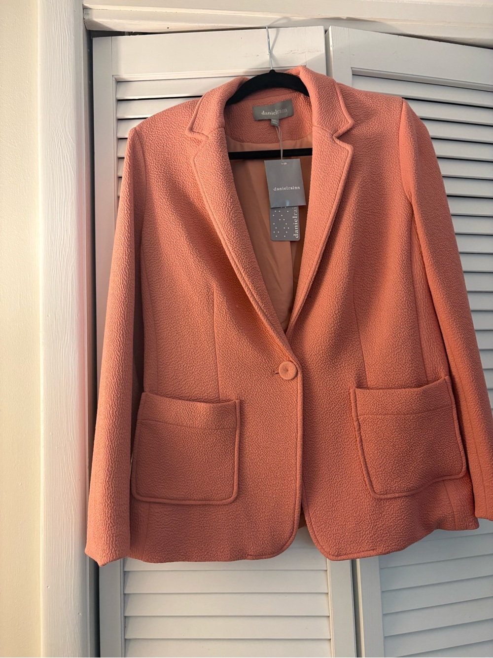 Daniel Rainn Peach Single-Button Textured Blazer